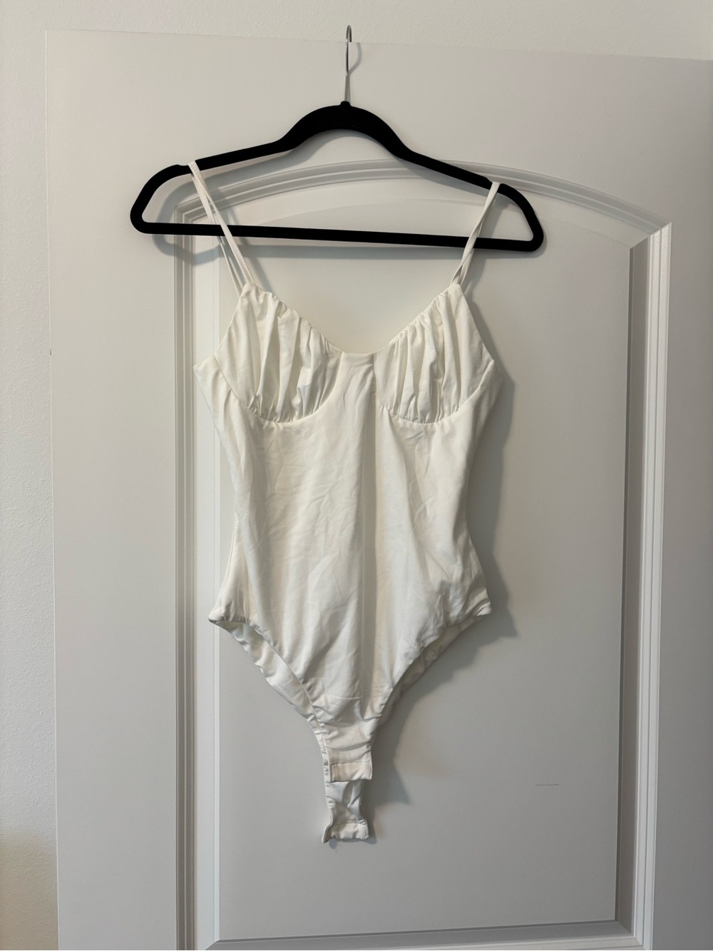 Princess Polly White Ruched Bust Slim Bodysuit